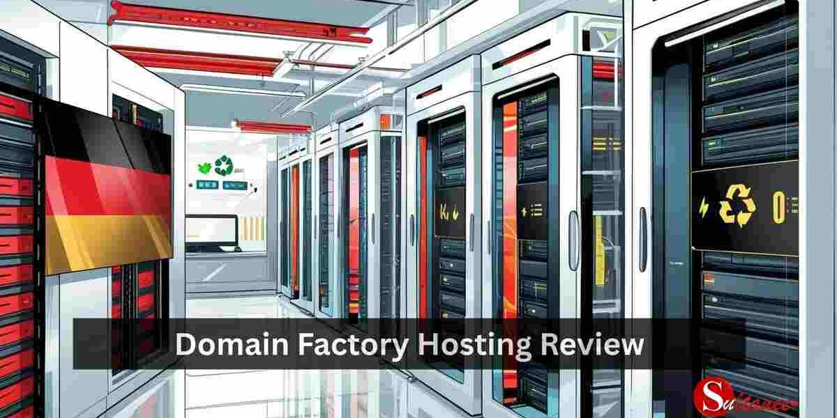 Domain Factory green web hosting server with German precision